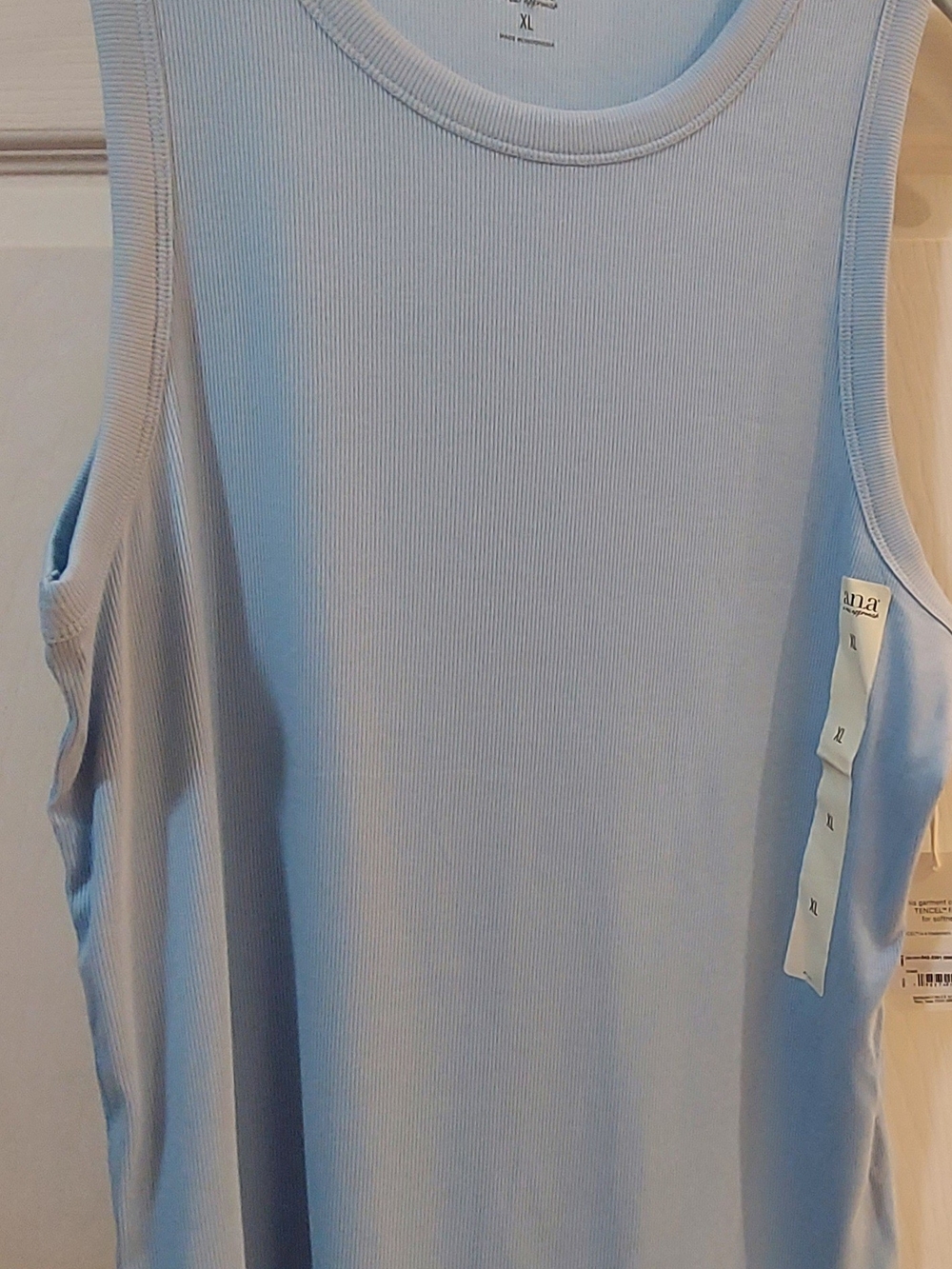 a.n.a Baby Blue Ribbed Scoop Neck Tank
